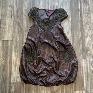 Vintage Shiny Brown Dress- Linea Donatella